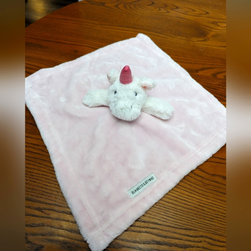 Blanket and Beyond Unicorn Lovey, Security Blanket. 12x12 inches. GUC.